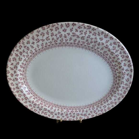 Vintage English Ironstone Tableware "Provence Red" Oval Platter 11.5" x 9" " - Picture 1 of 6